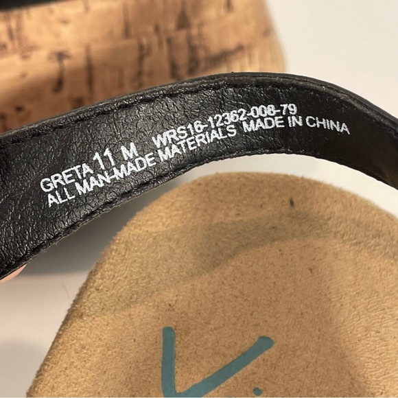 YUU Black Faux Leather Strap Cork Wedge Slingback Platform Sandals Sz 11 M - Picture 11 of 11